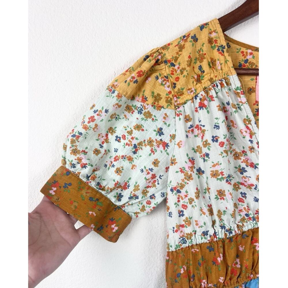 Anthropologie Boho Hippie Cottagecore Size S Floral Patchwork Tiered Maxi Dress - Picture 8 of 10